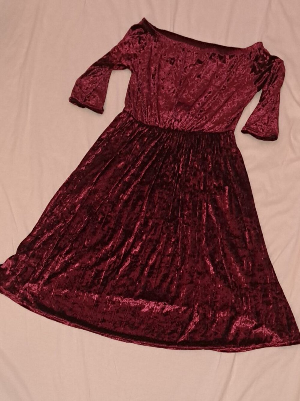 Crushed Velvet, Dress, Pockets, Amazon, Leezeshaw, Women's, XXL, Burgundy, NWT